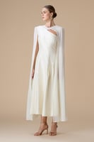 فستان سكري ميدي بأكمام كاب