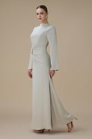 فستان بيج طويل بتصميم انيق