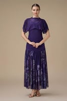 فستان بنفسجي طويل مشجر درابيه