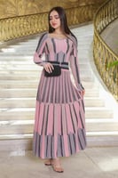 فستان ماكسي بياقة هارت لون وردي