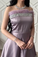 فستان سهره توب مزين يشريط كريستال لون موف