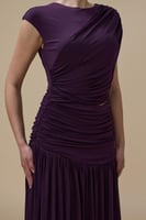 فستان بنفسجي طويل درابيه