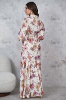 فستان ماكسي بطبعة أزهار لون بيج