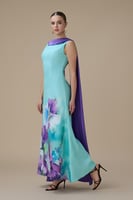 فستان تيفاني ماكسي بطبعة زهرية بوشاح