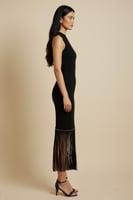 فستان أسود شتوي بأكمام كت لون اسود