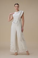 جمبسوت بيج بتصميم غير متماثل وتطريز كريستالي