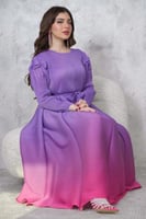 فستان طويل متموج اللون بزم لون موف