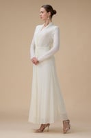 فستان سكري طويل بقصة ملتفة