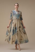 فستان ماكسي بليسيه واسع بطبعة زهرية