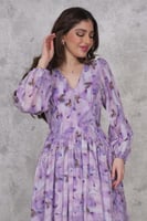 فستان ميدي مورد مزين بالخرز