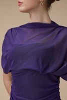 فستان بنفسجي طويل مشجر درابيه