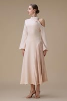 فستان ماكسي وردي بكتف واحد