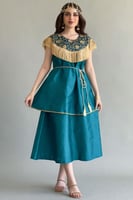 جلابيه كويتي بتفصيل مقسم مزينه بهدب تيفاني