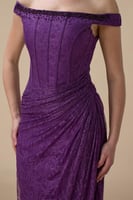 فستان دانتيل موف طويل أوف شولدر