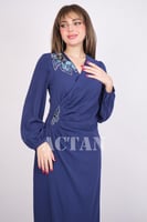 فستان ماكسي كريب مزين بترتر لون كحلي