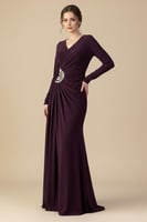 فستان طويل بنفسجي بدرابيه أنيق