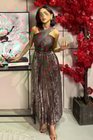 فستان ماكسي بيلسية لون بني