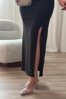 فستان ميتالك ذهبي بفصوص