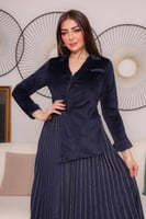 فستان ميدي بتصميم قطعتين لون كحلي