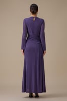 فستان طويل موف لامع بكسرات جانبية