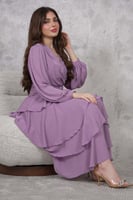 فستان ماكسي أنيق بطبقات لون بنفسجي