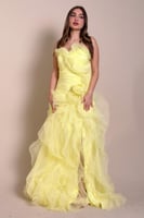 فستان طويل أصفر توب بطبقات