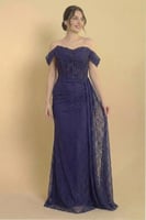 فستان دانتيل طويل كورسيه لون بنفسجي