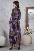 فستان ماكسي بنمط أزهار لون بنفسجي