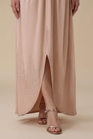 جلابية طويلة شيفون لون وردي