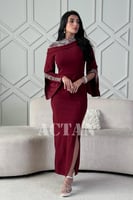 فستان عنابي سهرة ماكسي