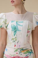 طقم تنورة ميدي مورد بأكمام قصيرة