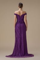 فستان دانتيل موف طويل أوف شولدر