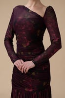 فستان برغندي طويل كت واحد