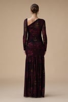 فستان برغندي طويل كت واحد