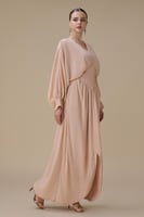 جلابية طويلة شيفون لون وردي