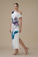 فستان ميدي أوف شولدر بطبعة زهور