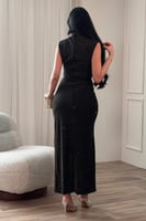 فستان ميتالك ذهبي بفصوص