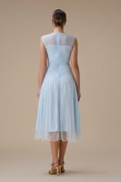 فستان ميدي أزرق فاتح دانتيل