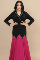 فستان سهره شوقر بلونين مطرز بكريستال لون فوشي