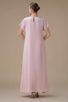 جلابية طويلة وردي فاتح بقصة واسعة