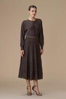 فستان بني ميدي بليسيه لامع