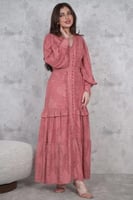 فستان ماكسي أنيق بقصة ضيقة لون برتقالي