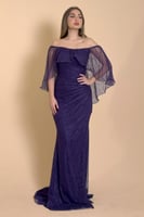 فستان طويل لون بنفسجي اوف شولدر