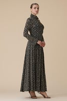 فستان اسود دانتيل بتطريز ذهبي