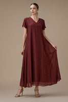 جلابية ماكسي طوبي بتطريز ناعم