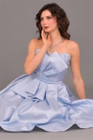 فستان سهره توب كلوش بكسرات لون سماوي