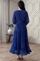 فستان ميدي بليسيه كلوش لون ازرق