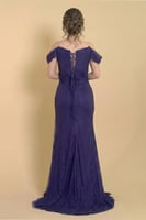 فستان دانتيل طويل كورسيه لون بنفسجي