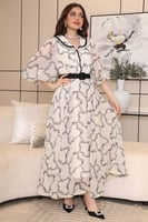 فستان طويل بأكمام بف