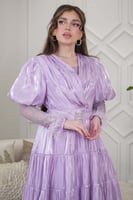 فستان ميدي بقطعة داخلية منفصلة من الشبك لون بنفسجي